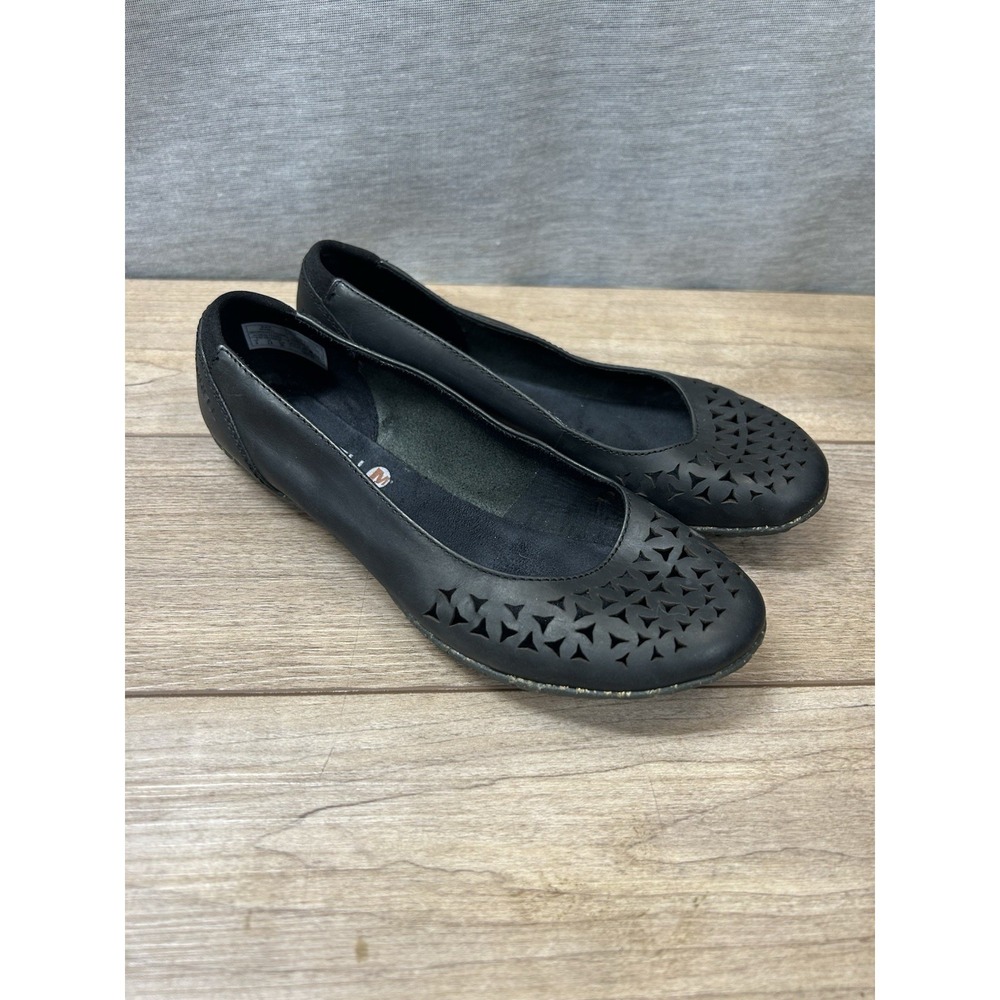 Merrell Mimix Joy Ballet Flats Women's Size 6 Black Leather Cut-Out Design